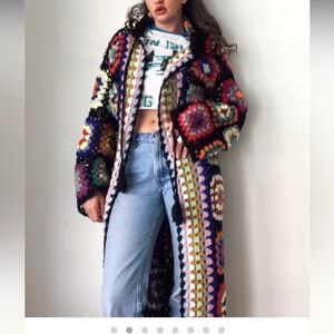 Hooded crochet cardigan